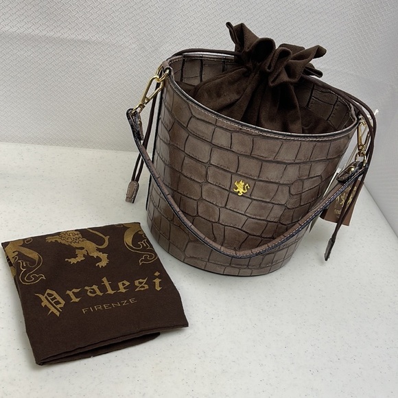 Pratesi Firenze Round Cinch Leather Bucket Bag - Picture 2 of 16